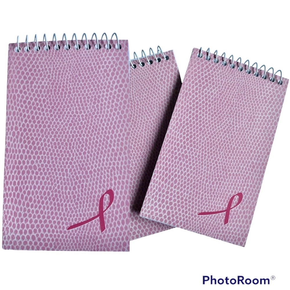 NEW Memo Book Spiral, 3” x 5” Breast Cancer Pink Ribbon, 60 Sheets, 3 Memo Books